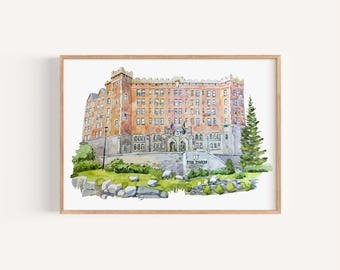 The Thayer Hotel, West Point Military Academy, New York, Watercolor Painting