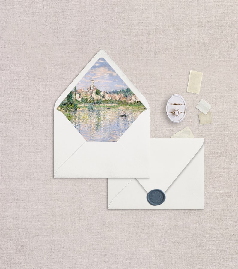 Envelope Liner Template, Impressionism, Vertheuil in Summer, Claude Monet, Envelope Liner, Instant Download image 1