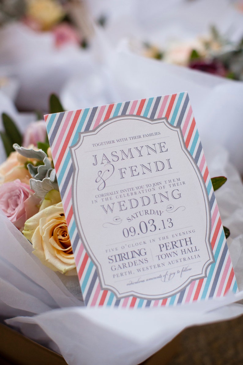 Retro Stripe Vintage Frame Wedding Collection as featured by Merge Photography Wedding Invitation