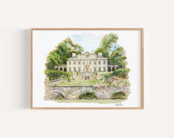 Swan House, Atlanta, Georgia, Watercolor Painting
