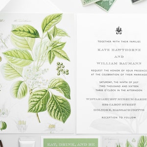 Botanical Wedding Invitations Floral Wedding Invitation Garden Wedding Invitations Vintage Botanical Invitations Floral Invitations image 4