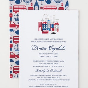 London Invitations British Invitations Union Jack British Bridal Shower British Baby Shower British Birthday Party Invitations image 5