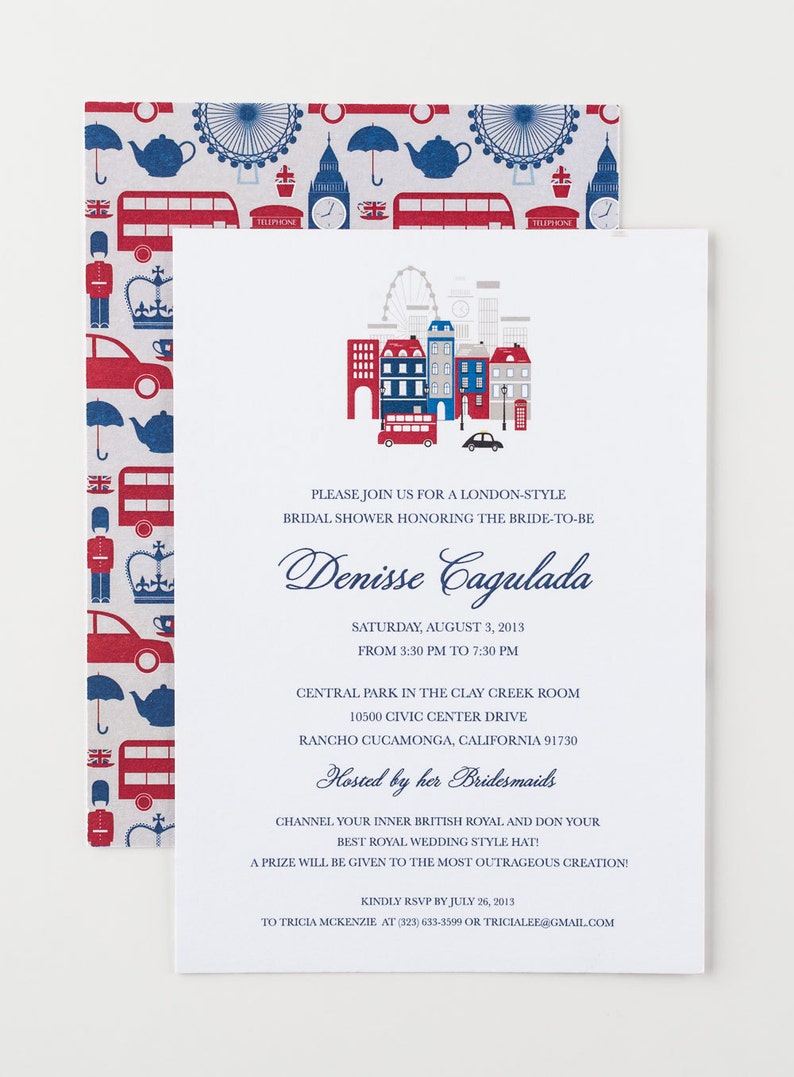 London Invitations British Invitations Union Jack British Bridal Shower British Baby Shower British Birthday Party Invitations image 5