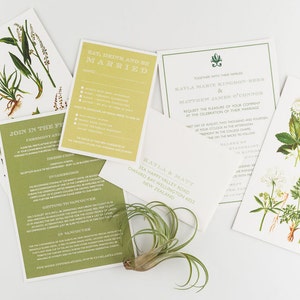 Wedding Invitation, Vintage Botanical Garden Wedding Collection, Rustic Garden Wedding Themed Invitations image 2