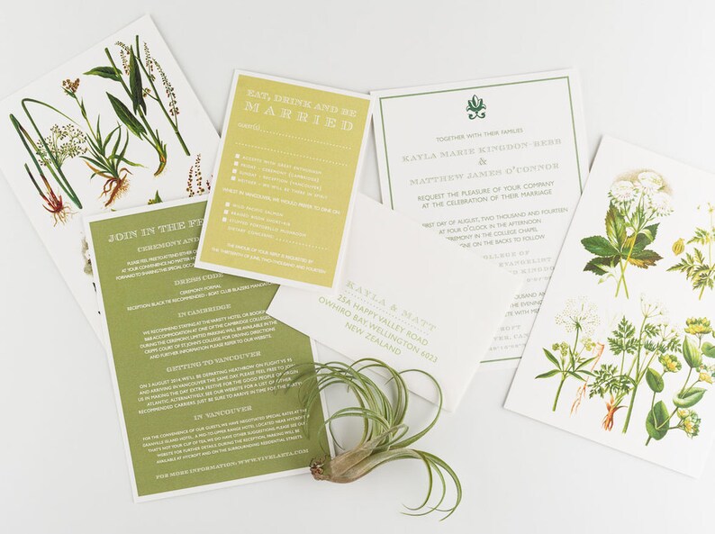 Wedding Invitation, Vintage Botanical Garden Wedding Collection, Rustic Garden Wedding Themed Invitations image 2