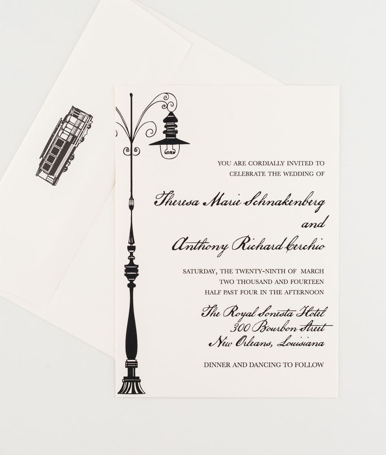 Wedding Invitation, New Orleans Love Letter Wedding Collection, New Orleans Destination Wedding Theme image 2