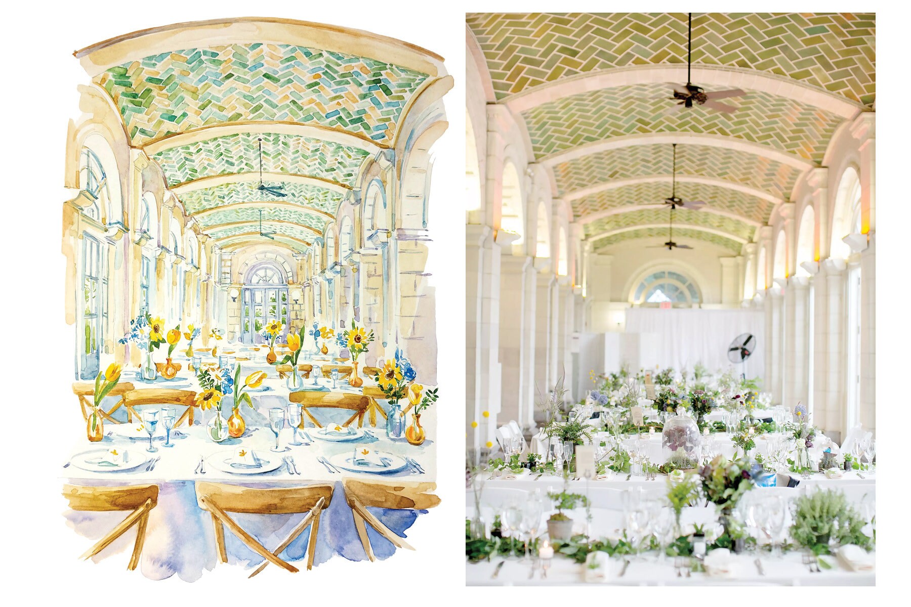 Watercolor Interior Painting, Commissioned Artwork, Bespoke Venue ...