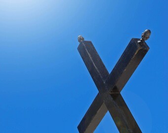 Crucifix Croix Christian Art photographie - 10 x 8 - Jésus, le vendredi, le sacrifice, le pardon, bleu ciel