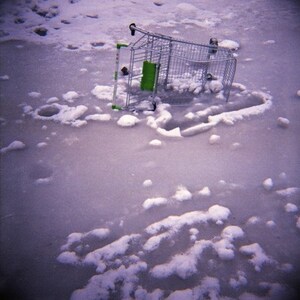 Frozen Pond Genuine Lomography Photo - 8x8 - cart, trolley, ice, snow, Christmas, winter, holidays, alternative