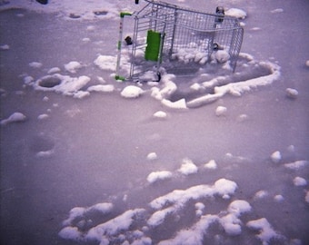 Frozen panier étang véritable Lomography Photo - 8 x 8 -, chariot, glace, neige, Noël, hiver, vacances, alternative