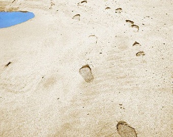 Bord de mer, sable, vacances, vacances, plage empreintes paysage photo - 10 x 8 - mer, bord de mer