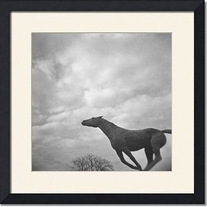 Running Horse Statue Genuine Lomography Film Photo 8x8 stormy, weather, black and white image 2