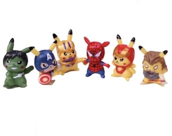 Pokemon 6 Pikachu Figures Pocket Monsters Go 6Pcs Cake Toppers Vintage Super Hero UK SELLER