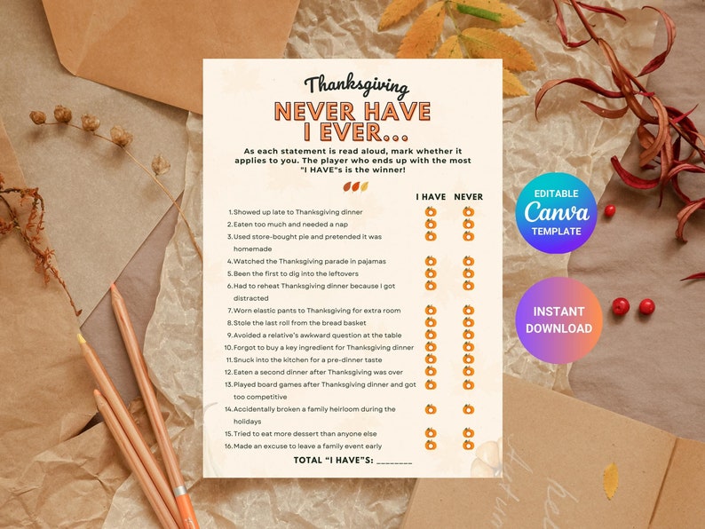Thanksgiving Games Printable Never Have I Ever Friendsgiving Party ...