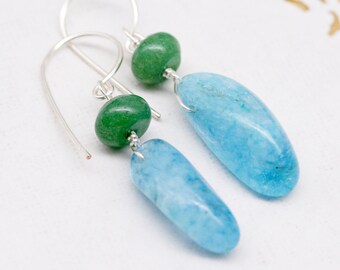 Drops of tranquility earrings - aventurine and kyanite