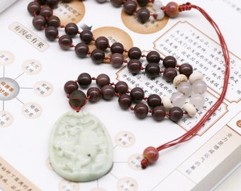 Tiger (Boar) Chinese zodiac enhancer necklace - aventurine, agate, howlite and quartzite