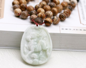 Goat (Horse) Chinese zodiac enhancer necklace - jasper, howlite, quartz and quartzite