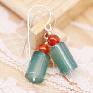 Ocean cheer earrings - botswana agate and carnelian