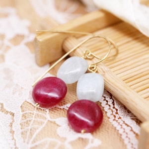 Chill Cherry earrings aquamarine and quartzite image 1