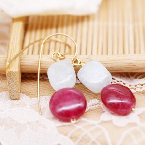 Chill Cherry earrings aquamarine and quartzite image 4