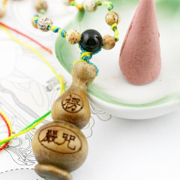 Shurangama hulu (unisex) necklace - picture jasper, quartzite, robles hulu and mantra