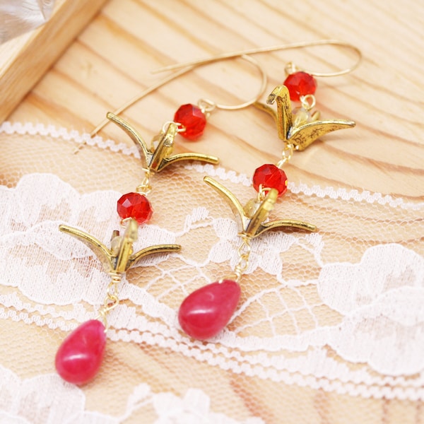 Scarlet crane earrings