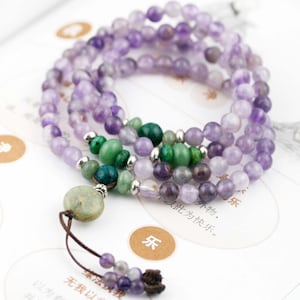 108 small japa mala (SJM) - amethyst, aventurine, and jasper