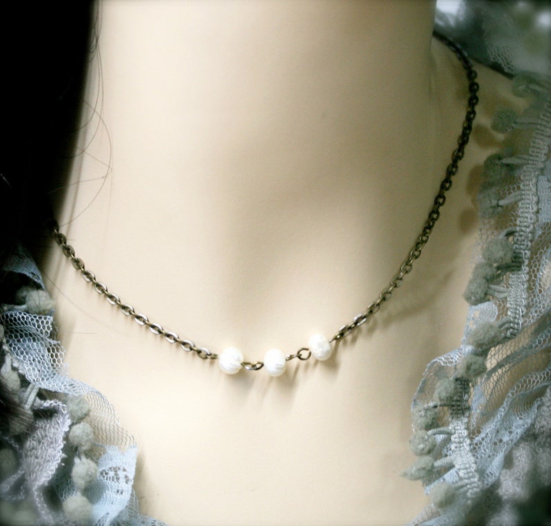 Mermaid kisses necklace, freshwater pearls image 5