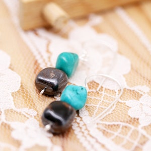 Friendship and vitality earrings - turquoise and tiger iron