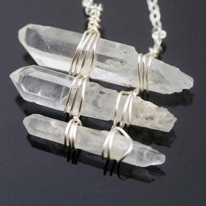 Purify raw crystal points necklace frosty clear D RS image 5