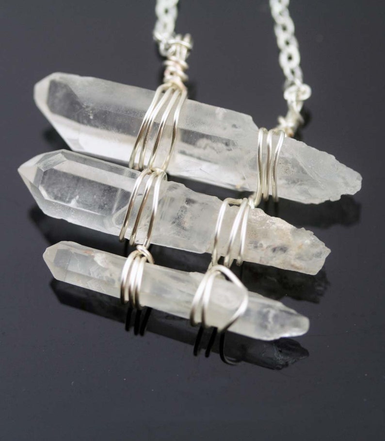 Purify raw crystal points necklace frosty clear D RS image 5