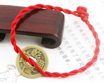 Lasting prosperity and amulet bracelet - Revised version, thicker satin cord.