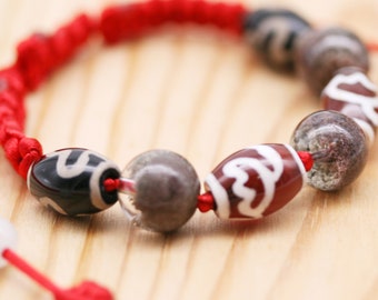 Bountiful bracelet - chlorite phantom and dzi bead