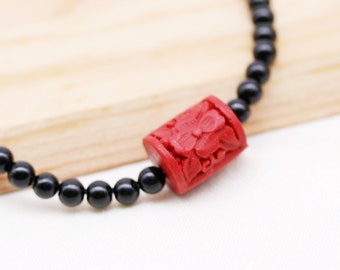 Protection and Tranquil necklace (unisex) - quartzite and cinnabar