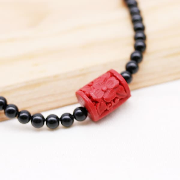Protection and Tranquil necklace (unisex) - quartzite and cinnabar
