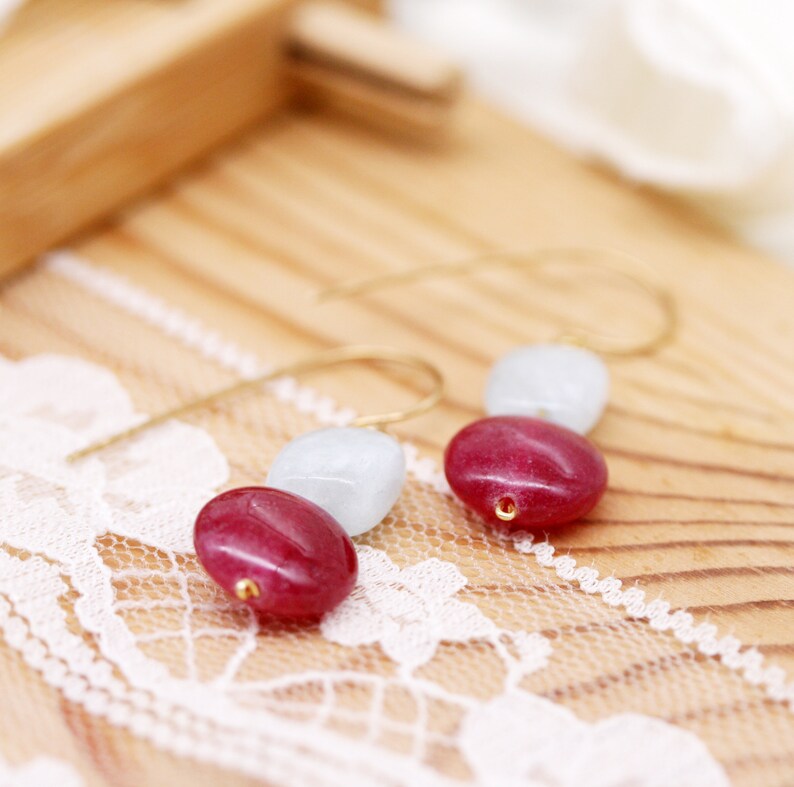 Chill Cherry earrings aquamarine and quartzite image 7