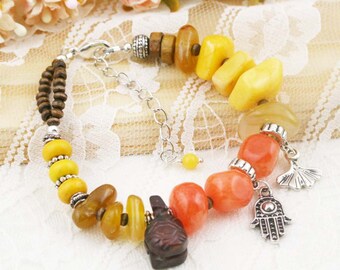 Longevity boho bracelet (BB) - carnelian, quartzite and soapstone