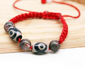 Bountiful bracelet - chlorite phantom and dzi bead