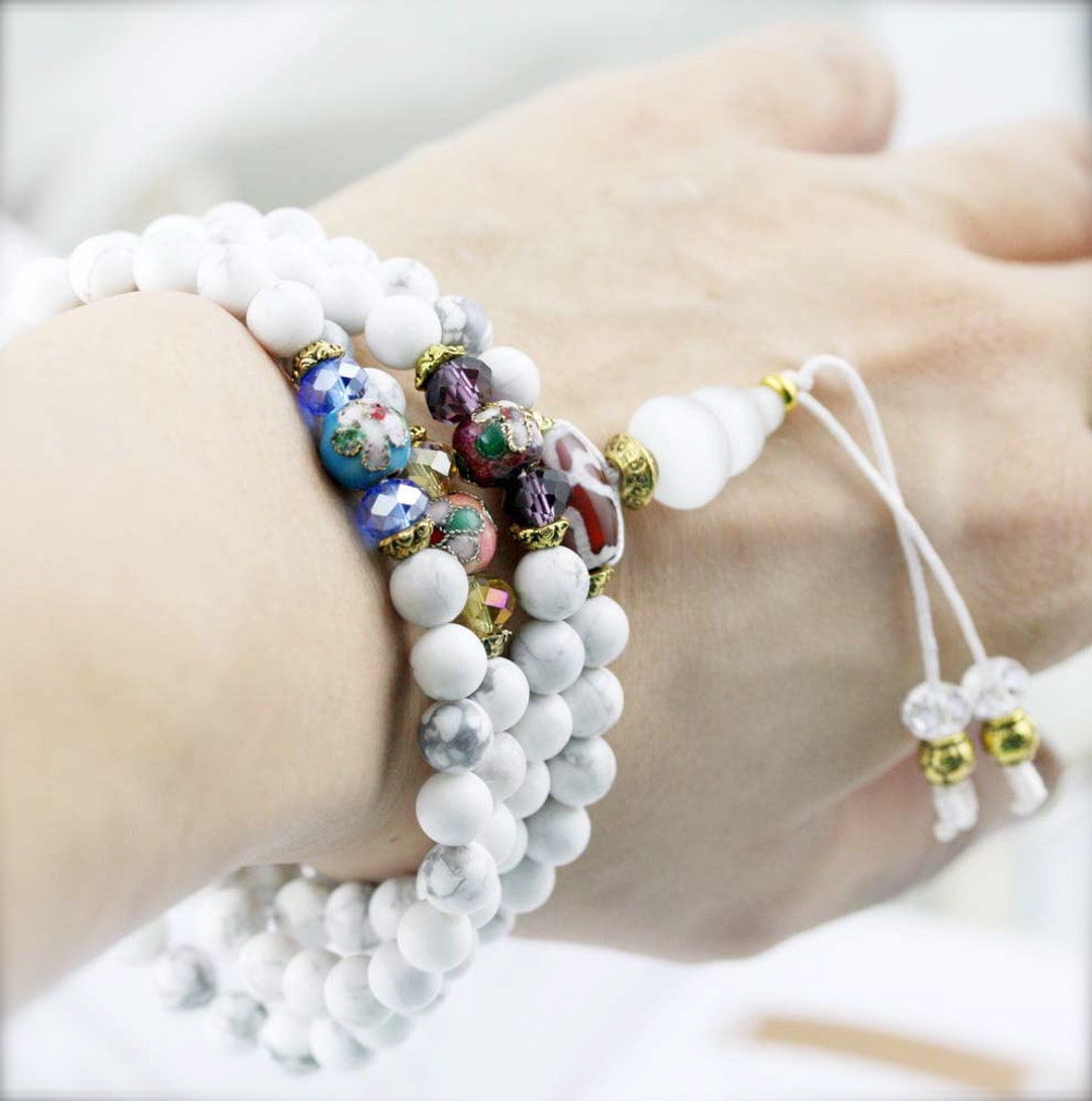 108 Small Japa Mala (SJM) - Howlite, Dzi Bead and Chinese Cloisonne - Etsy