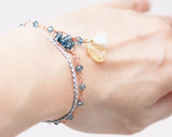 Tranquil and prospering bracelet - London blue quartz and citrine