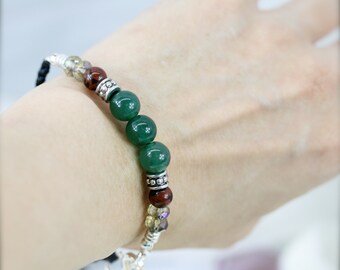 Abundance and harmony (unisex) bracelet -  Chinese jade and mahogany obsidian.