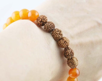 Health and Peace unisex bracelet - Jade and rudraksha