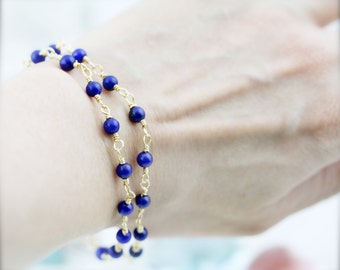 Inner peace double strands bracelet - lapis lazuli