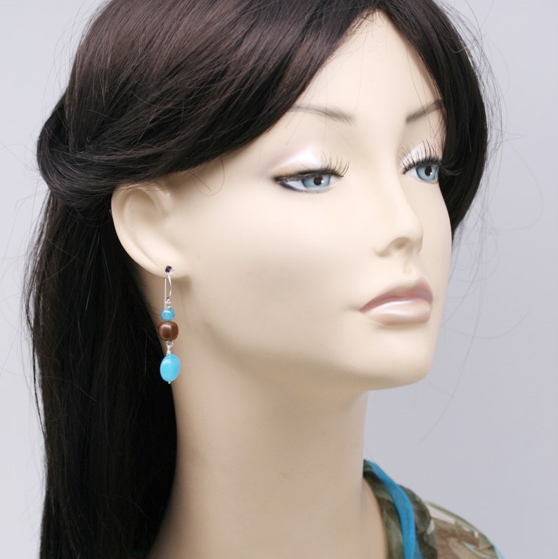 Vitality and focusing earrings aquamarine, tiger iron and quartzite image 8