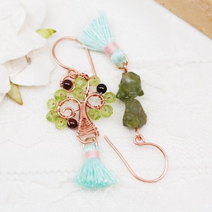 Tree of life mismatch earrings - gemstones