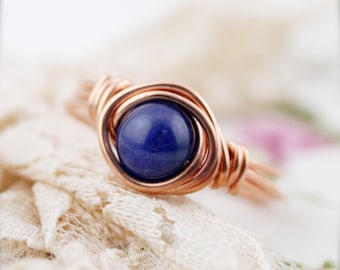 Inner peace - Lapis lazuli wrapped ring (SR)