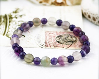 Charisma and tranquil bracelet (unisex) -  fluorite and amethyst