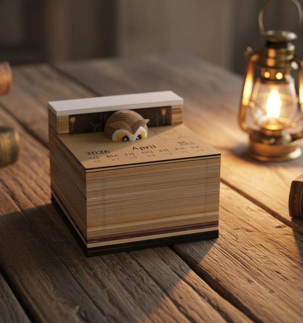 3D-kalender 2026 - creatieve kalenderkalender, uilen