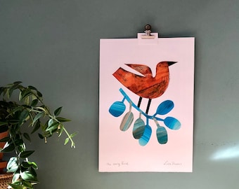 The early bird Original Handprinted wall art