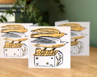 Home Bird hand screen printed pack of 3 cards